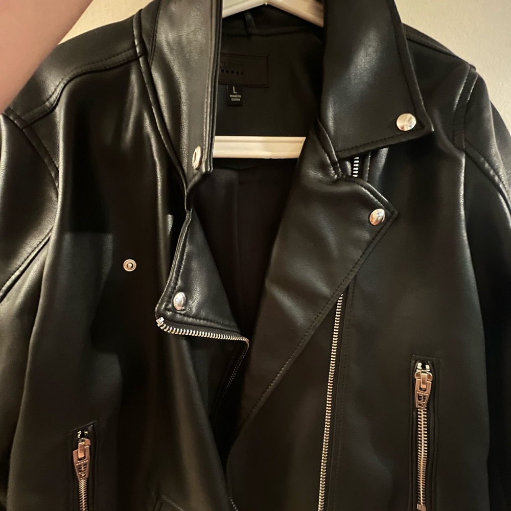 NORDSTROM black and leather faux jacket